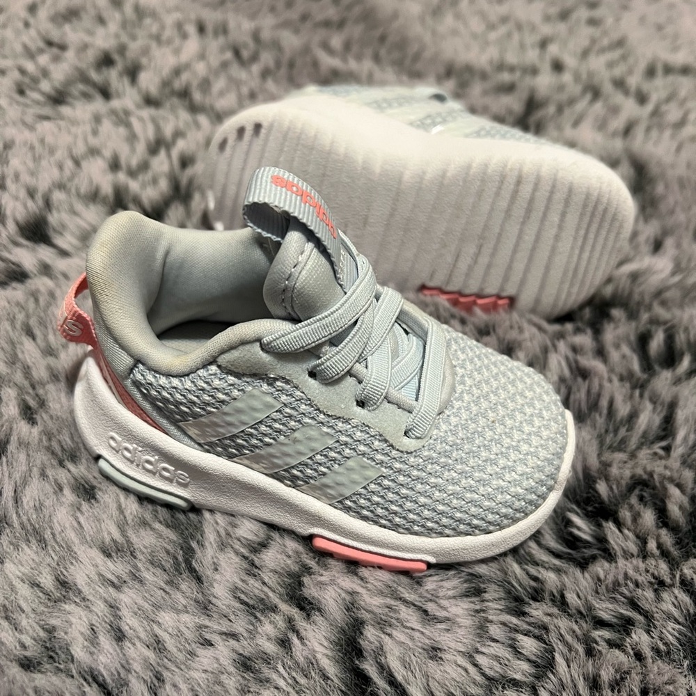 Adidas Kids' Gray and Pink Sneakers